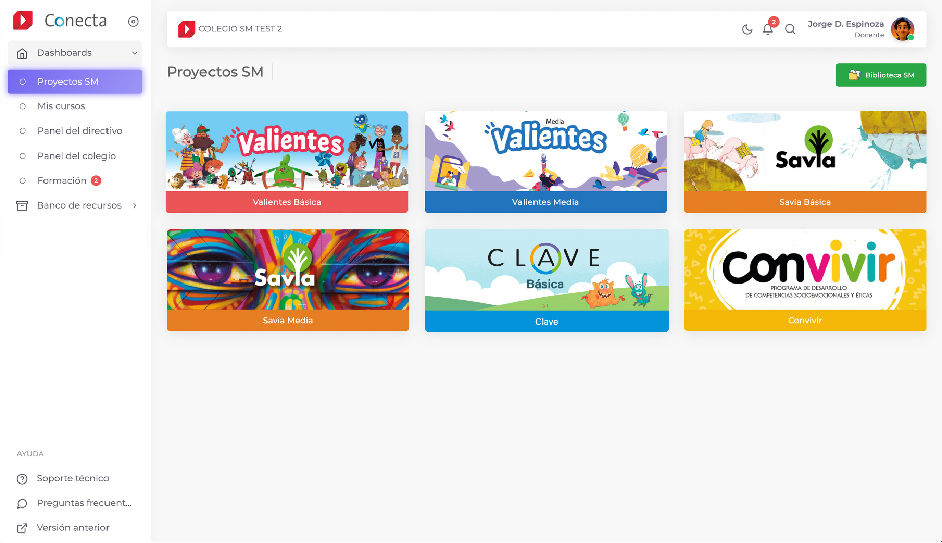 Proyectos en la App Conecta